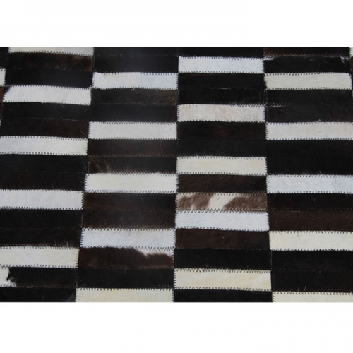Luxus bőrszőnyeg, barna /fekete/fehér, patchwork, 171x240, bőr TIP 6