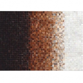 Luxus bőrszőnyeg, fehér/barna /fekete, patchwork, 200x300, bőrTIP 7
