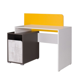 PC asztal B8, fehér/szürke grafit/enigma/sárga, MATEL