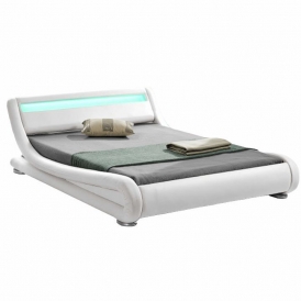 Modern ágy RGB LED világítással, fehér, 180x200, FILIDA